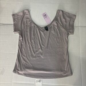 Wild Fable Women's Mauve Pink V-Neck Short Sleeve Top Size-Large